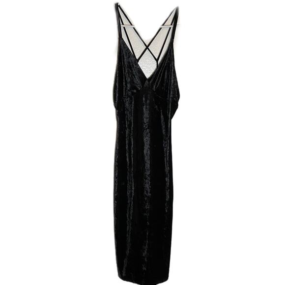 Windsor Velvet Midi Dress Spaghetti Strap V-Neck Crisscross Formal Black Small - Picture 1 of 4